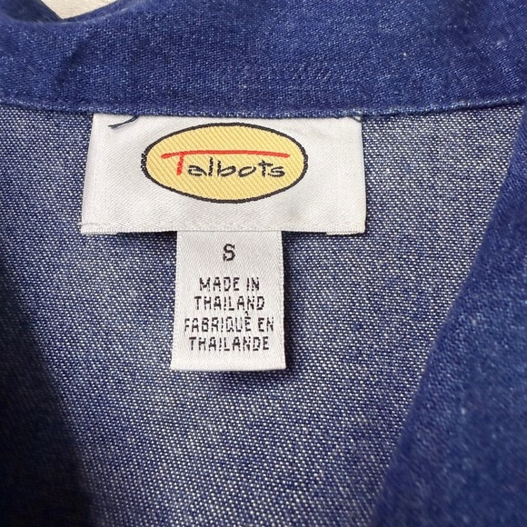 Talbots Denim Vest Top Womens Small Blue Red Fringe Sleeveless Jean Shirt - Picture 2 of 7